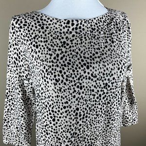 J. Jill 3/4 Sleeve Knit Sweater Size S Tan Black, Animal Leopard Print